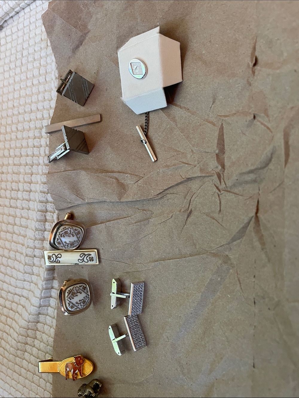 Classic Men's Silver and Gold Cufflink and Tie Bar Sets